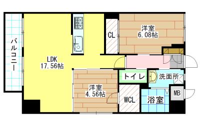 飛幡プライド(2LDK/3階)の間取り写真