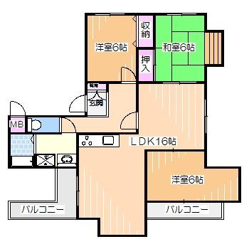 センチュリーハイツ堺(3LDK/11階)の間取り写真