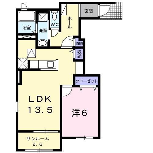 グレイス・ヒル(1LDK/1階)の間取り写真