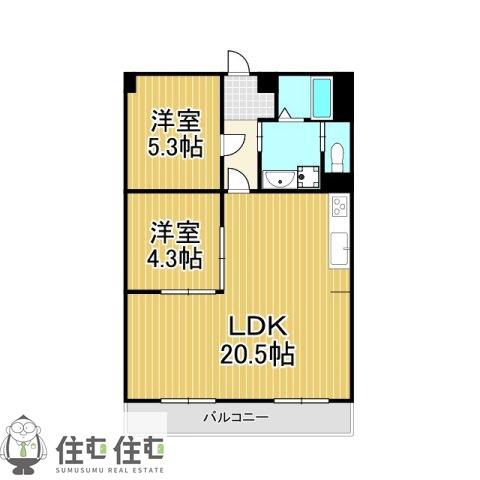 元町ハイツ(2LDK/9階)の間取り写真