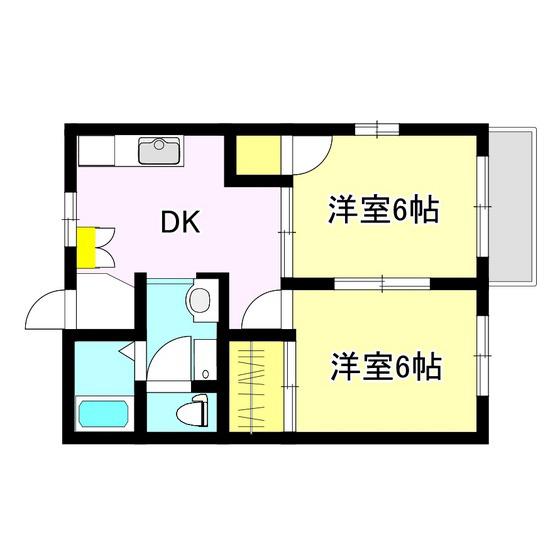 ハイツ芦田(2DK/2階)の間取り写真