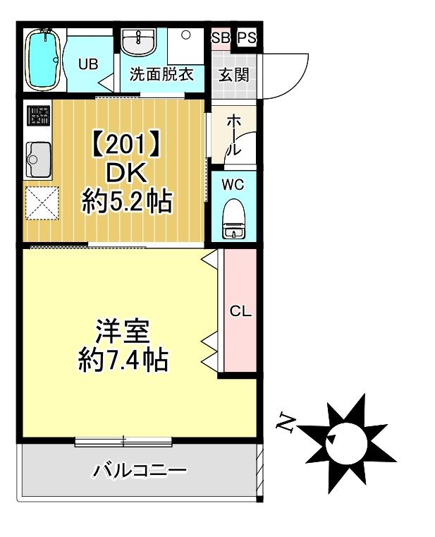 LCLASS亀岡(1DK/2階)の間取り写真