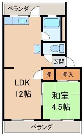 狐島ヒルズ(1LDK/3階)の間取り写真