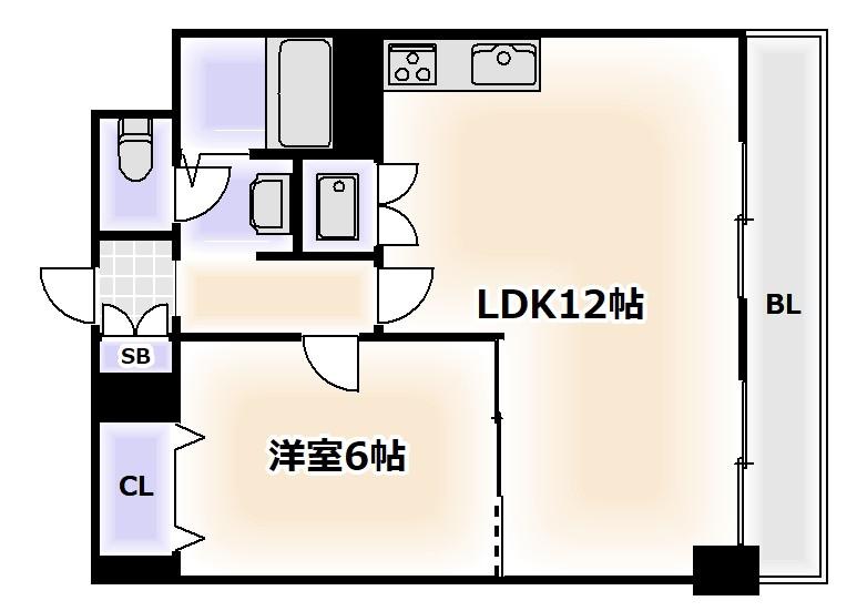 リゾート天王寺(1LDK/8階)の間取り写真