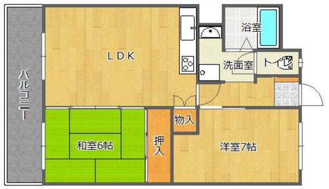 ビレッジ城月(2LDK/4階)の間取り写真