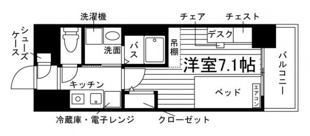 学生会館 UNI EMEAL 三重江戸橋(1K/6階)の間取り写真
