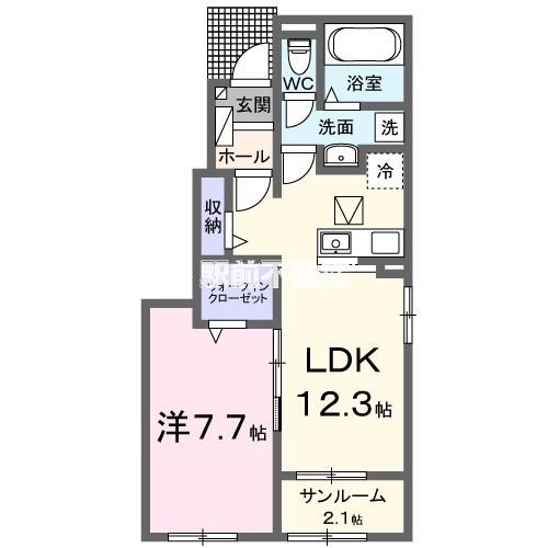 ミルキー ウェイ 壱番館(1LDK/1階)の間取り写真