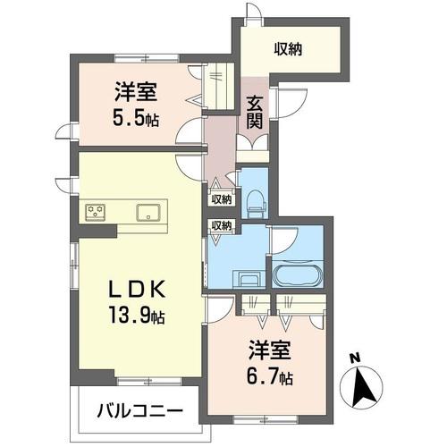 ソレイユ東菅野(2LDK/2階)の間取り写真