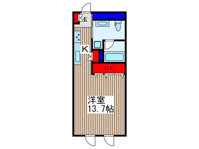 ゼルコヴァ(1K/5階)の間取り写真