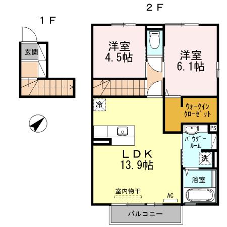 D-ROOM千代田(2LDK/2階)の間取り写真