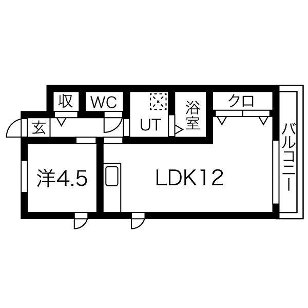 エレガントハイツ藤(1LDK/4階)の間取り写真