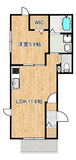 VILLA MARIAGE(1LDK/2階)の間取り写真