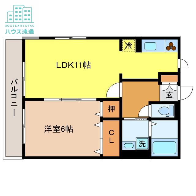 グランコート三川(1LDK/2階)の間取り写真
