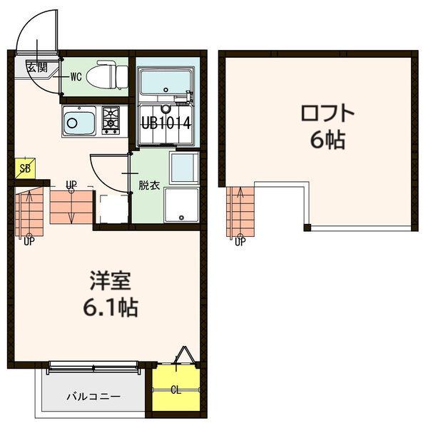 STAGE葉山(1K/2階)の間取り写真