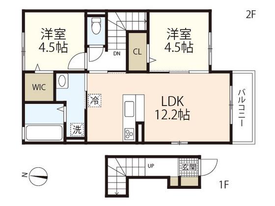 SUNNY FLAT YASUDAII(2LDK/2階)の間取り写真