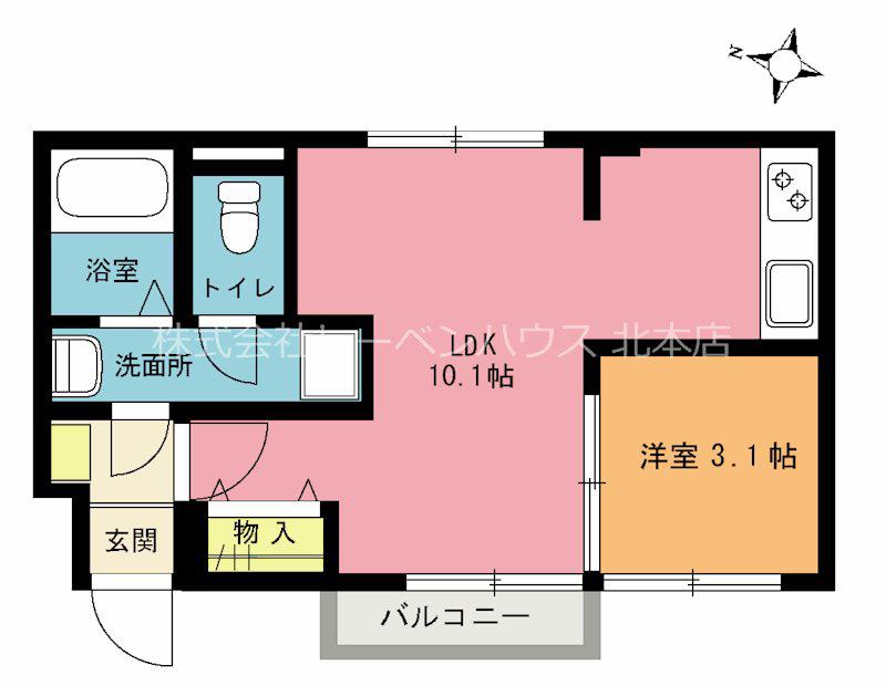 アムール・ナカマチ(1LDK/1階)の間取り写真