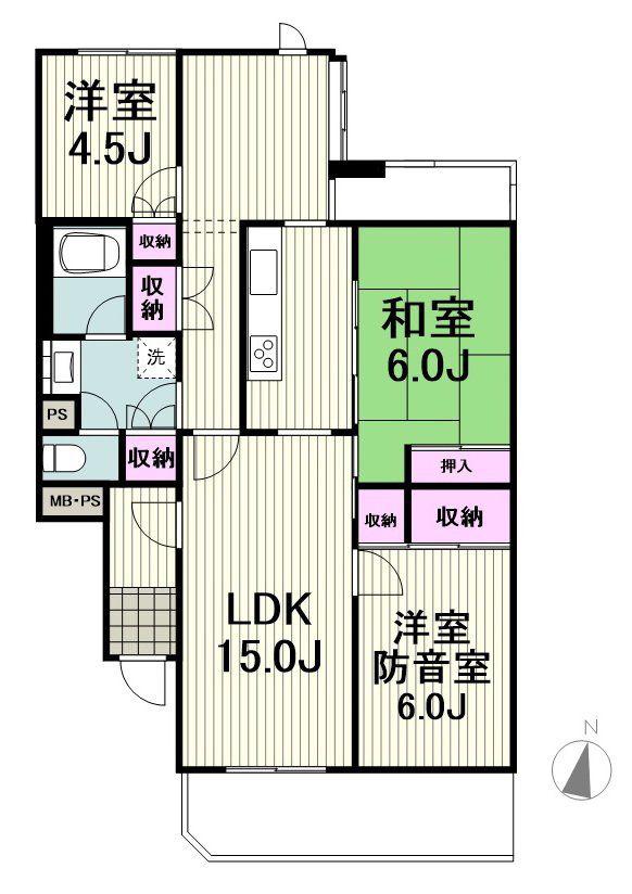 しいの木台ハイツ8号棟(4LDK/3階)の間取り写真