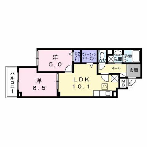 ヒカルサ枚方高野道(2LDK/1階)の間取り写真