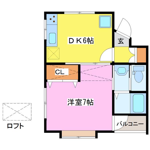アーバンハウス3号館(1DK/2階)の間取り写真