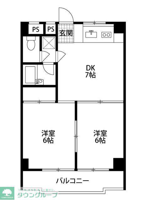 アミニティ栄(2DK/2階)の間取り写真