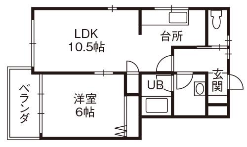 サンセール(1LDK/2階)の間取り写真