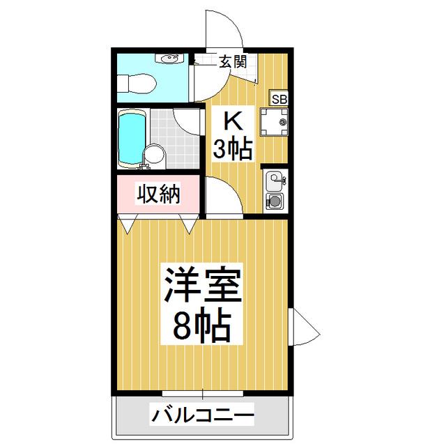 メゾンブランシュ山下(1K/2階)の間取り写真