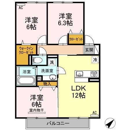 プロスペレI(3LDK/2階)の間取り写真