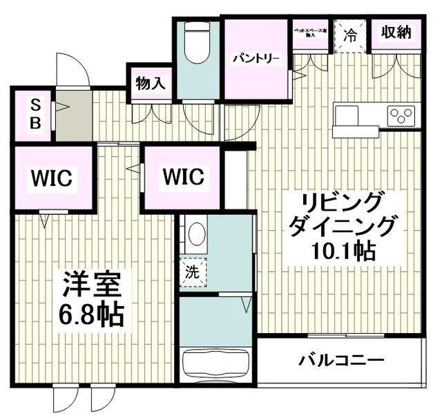 ウィステリア東戸塚(1LDK/2階)の間取り写真