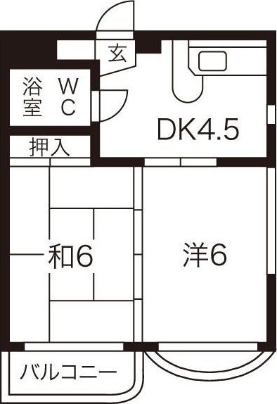 プレスイン明治(2DK/3階)の間取り写真