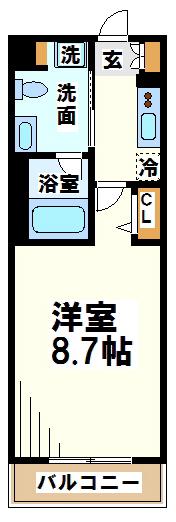 ヒューリックレジデンス調布柴崎(1K/3階)の間取り写真