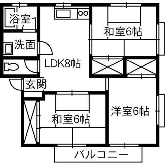 ファミーユ新涯(3DK/2階)の間取り写真