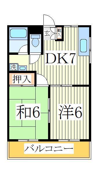 メゾン長栄(2DK/1階)の間取り写真