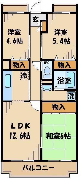 ガーデンハイツ大坂上(3LDK/2階)の間取り写真