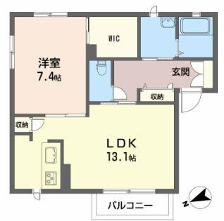 シャーメゾン谷上南B(1LDK/2階)の間取り写真