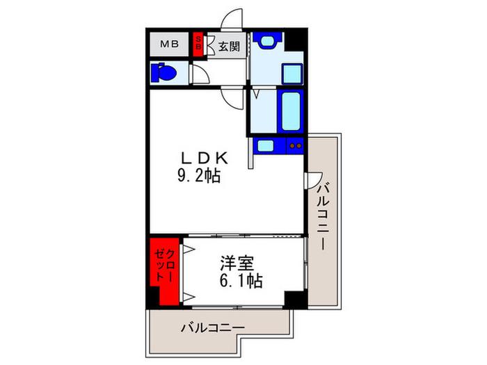 ベッラ・ヴィータ豊中(1LDK/3階)の間取り写真