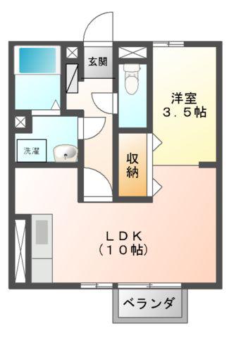 エヴァーグリーンコート(1LDK/2階)の間取り写真
