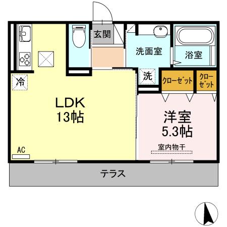ニューロイヤル(1LDK/1階)の間取り写真