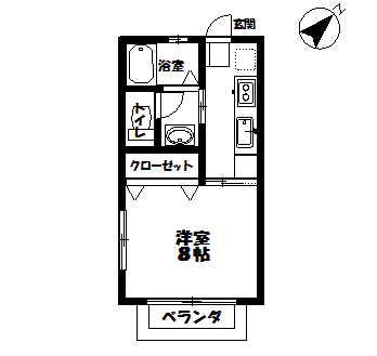 ウエンブリー(1K/2階)の間取り写真