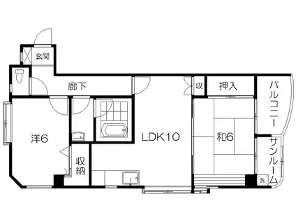 SUNSKY(2LDK/3階)の間取り写真