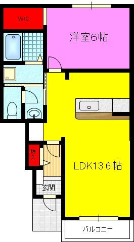 リエート 新田 I(1LDK/1階)の間取り写真