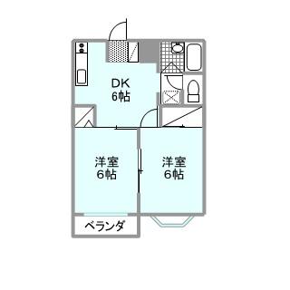 ロベリアハイツ(2DK/1階)の間取り写真