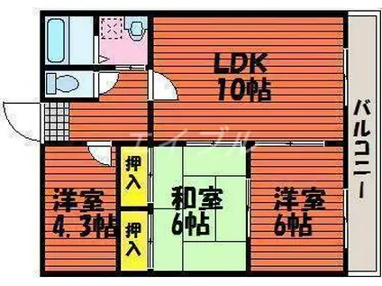 レジデンス十和(3LDK/3階)の間取り写真