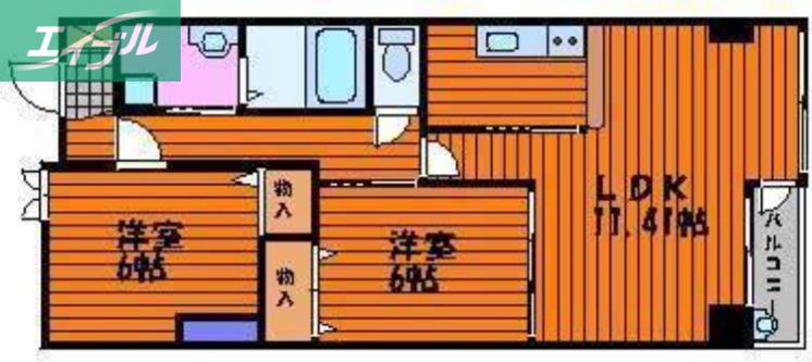 山陽マンション(2LDK/1階)の間取り写真