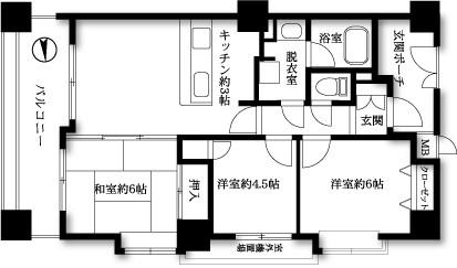 ドラゴンマンション相模原伍番館(3LDK/7階)の間取り写真