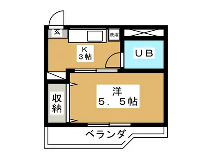 アビタ武蔵野(1K/2階)の間取り写真
