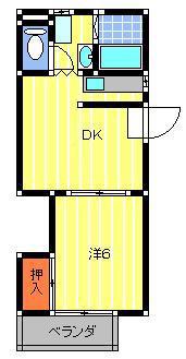 エスプラナード(1DK/2階)の間取り写真