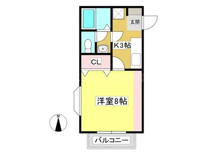 ライフイン・ウインドベル(1K/2階)の間取り写真