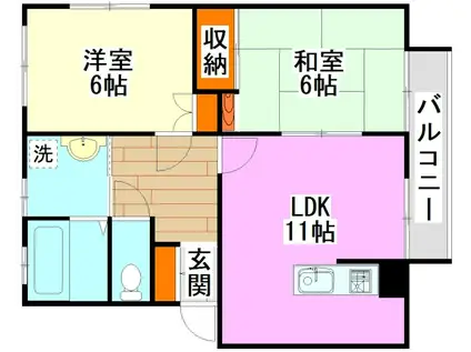 HWTさくら B棟(2LDK/3階)の間取り写真