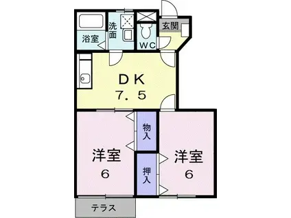 メゾン・ド・NANA(2DK/1階)の間取り写真