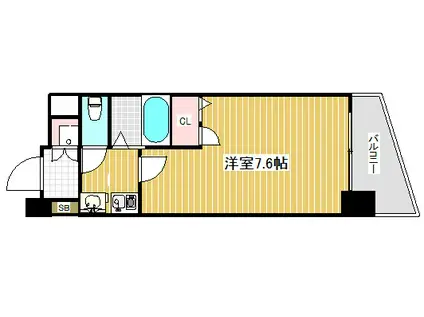 アスヴェルみなと元町オーシャンフロント(1K/7階)の間取り写真